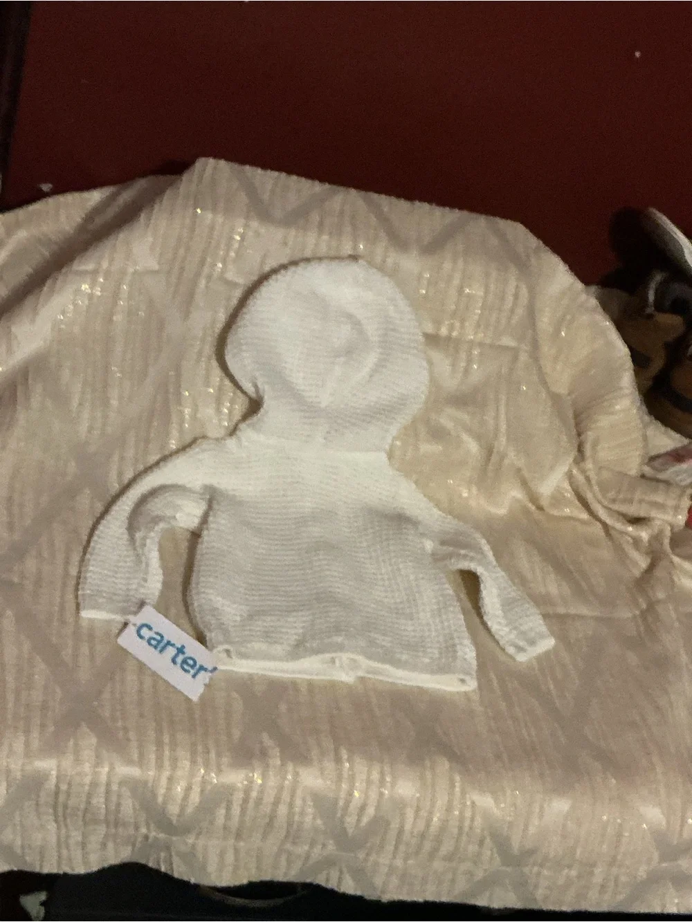 Carter's Cream Knit Hooded Baby Cardigan